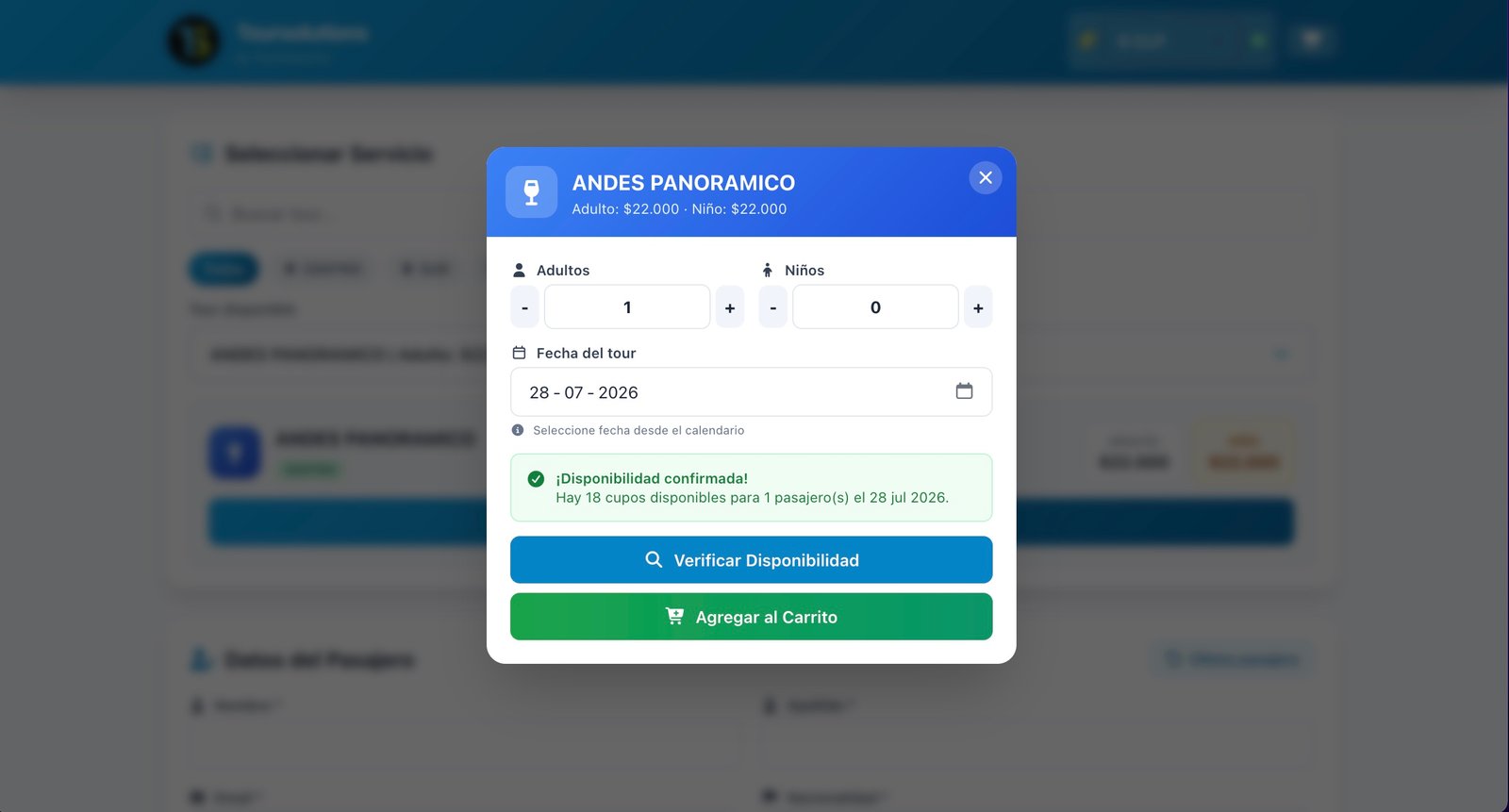 Dashboard TourSolutions - Nueva interfaz